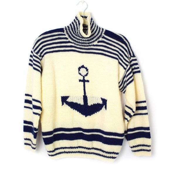 Vintage Nautical Turtleneck Sweater W 